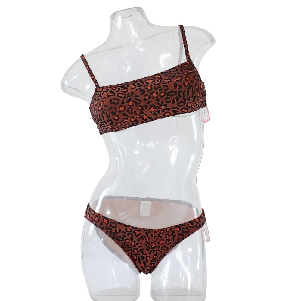 NWT Leopard 2-Piece Bikini - Womens Size S - xhilaration Black & Orange Swimwear